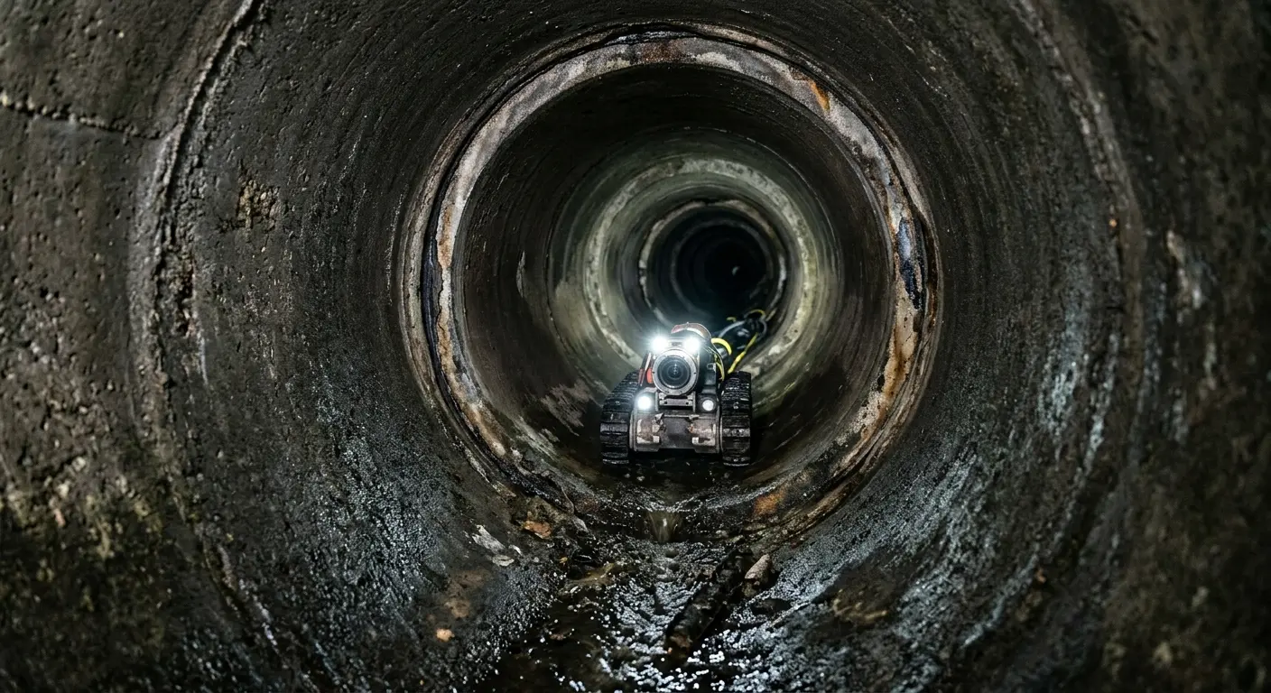 Robotic sewer camera inspecting pipe interior for Drain Snake Service in New Lenox